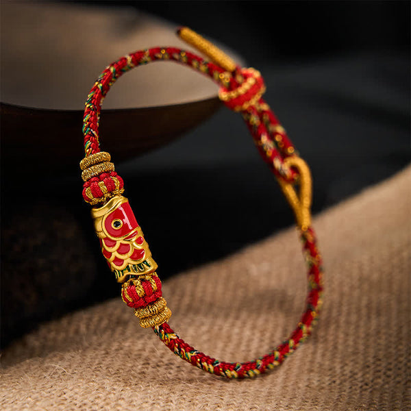 Buddha Stones Koi Fish Luck Hand-Woven String Bracelet