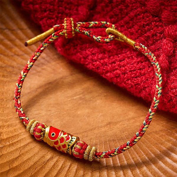 Buddha Stones Koi Fish Luck Hand-Woven String Bracelet