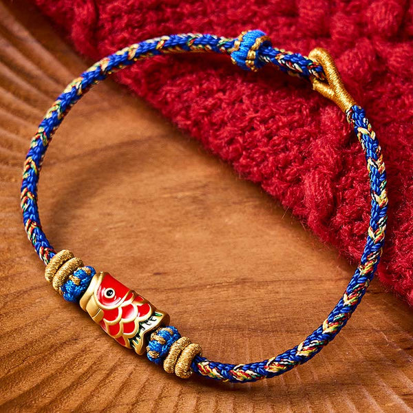 Buddha Stones Koi Fish Luck Hand-Woven String Bracelet