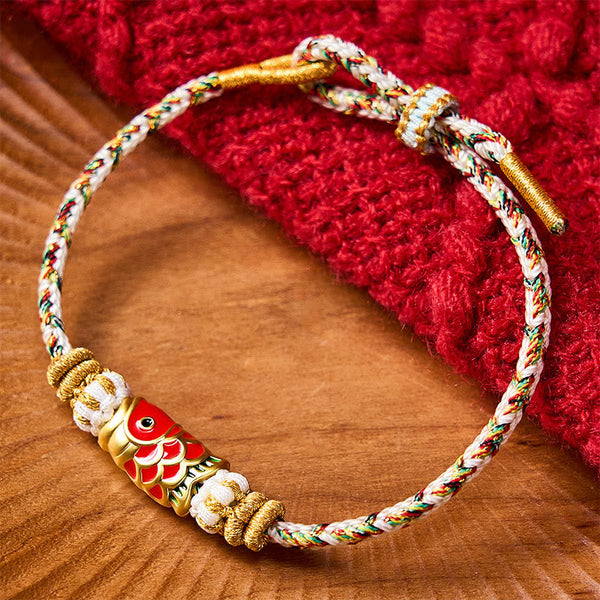 Buddha Stones Koi Fish Luck Hand-Woven String Bracelet
