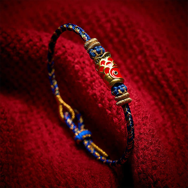 Buddha Stones Koi Fish Luck Hand-Woven String Bracelet
