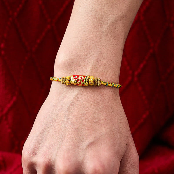 Buddha Stones Koi Fish Luck Hand-Woven String Bracelet