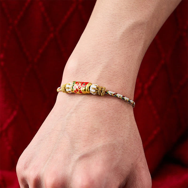 Buddha Stones Koi Fish Luck Hand-Woven String Bracelet