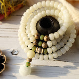 Buddha Stones "Hoping for Serenity and Mindfulness" Bodhi Lotus Mala Includes Gift Message Card