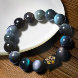 Buddha Stones "Sending Balance and Protection" Rainbow Obsidian Bracelet Includes Gift Message Card