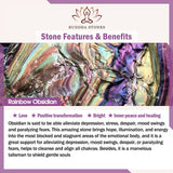 Buddha Stones "Sending Balance and Protection" Rainbow Obsidian Bracelet Includes Gift Message Card