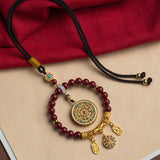 Buddha Stones Natural Cinnabar Wish Ruyi Peace Blessing Car Hanging Decoration