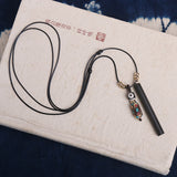 Buddha Stones Tibetan Ebony Wood Dzi Bead Peace Calm Necklace Pendant