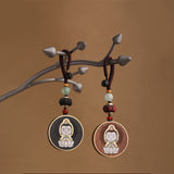 Buddha Stones Ebony Wood Rosewood Buddha Avalokitesvara Om Mani Padme Hum Balance Car Key Chain Decoration
