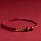 Buddha Stones Cinnabar Blessing Red String Golden Infinity Symbol Bracelet Anklet