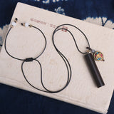 Buddha Stones Tibetan Ebony Wood Dzi Bead Peace Calm Necklace Pendant
