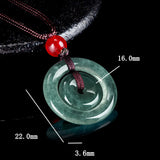 Buddha Stones Green Jade Double Peace Buckle Abundance Necklace Pendant