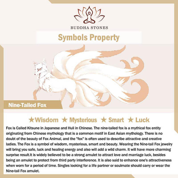 Buddha Stones Natural Green Jade Nine Tailed Fox Luck Necklace Pendant
