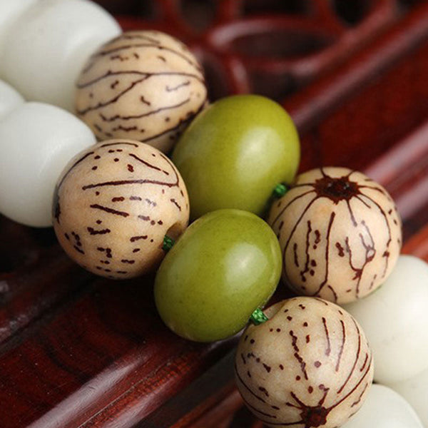 Buddha Stones "Hoping for Serenity and Mindfulness" Bodhi Lotus Mala Includes Gift Message Card