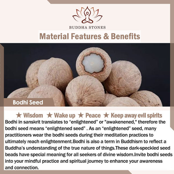 Buddha Stones 108 Mala Beads Bodhi Seed Dzi Bead Wisdom Bracelet