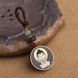Buddha Stones Ebony Wood Rosewood Buddha Avalokitesvara Om Mani Padme Hum Balance Car Key Chain Decoration