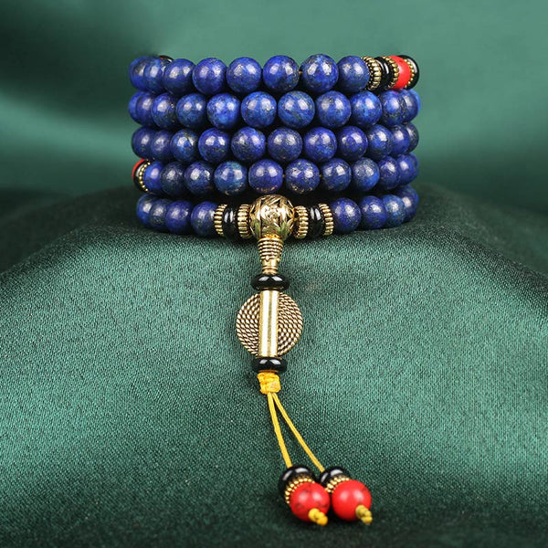 Buddha Stones Tibetan Mala Lapis Lazuli Lazurite Positive Bracelet