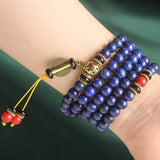Buddha Stones Tibetan Mala Lapis Lazuli Lazurite Positive Bracelet