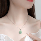 Buddha Stones Laughing Buddha Jade Blessing Titanium Steel Chain Necklace Pendant