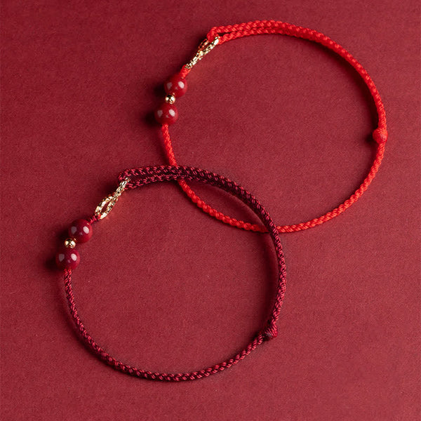 Buddha Stones Cinnabar Blessing Red String Golden Infinity Symbol Bracelet Anklet