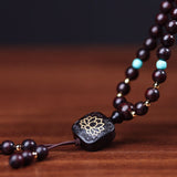 Buddha Stones 108 Mala Beads Tibetan Small Leaf Red Sandalwood Lotus Balance Bracelet
