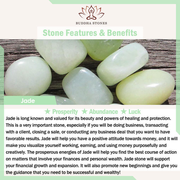 Buddha Stones "Hoping for Peace and Blooming Joy" Green Jade Bracelet Includes Gift Message Card