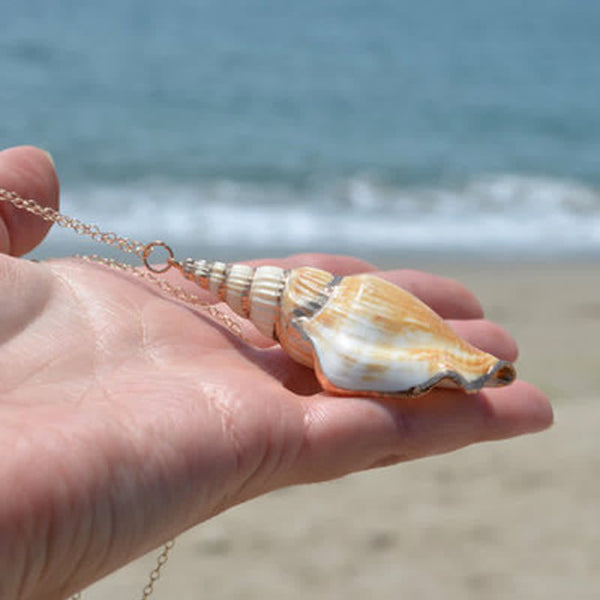 Buddha Stones Natural Shankha Conch Shell Seashell Lucky Necklace Pendant
