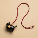 Buddha Stones Ebony Wood Green Sandalwood Lucky Cat Fu Character Lucky Fortune Bell Balance Car Hanging Decoration