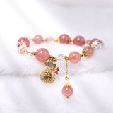 Buddha Stones "Wishing Love and Sweet Blessings"Strawberry Quartz Bracelet Includes Gift Message Card