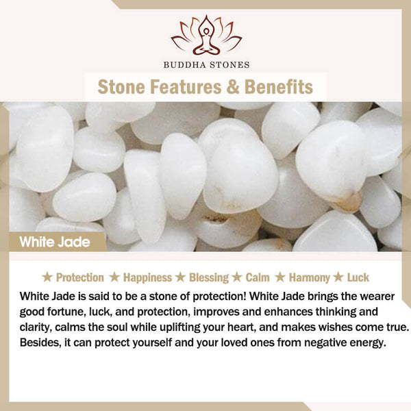 Buddha Stones "Hoping for Purity and Peace"Natural White Jade Bracelet Includes Gift Message Card
