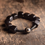Buddha Stones Tibetan Ebony Wood Dzi Bead Strength Bracelet