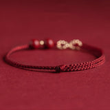 Buddha Stones Cinnabar Blessing Red String Golden Infinity Symbol Bracelet Anklet