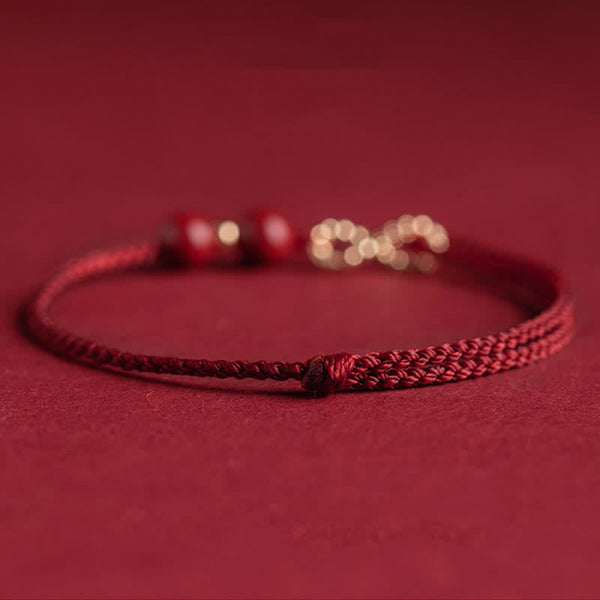Buddha Stones Cinnabar Blessing Red String Golden Infinity Symbol Bracelet Anklet