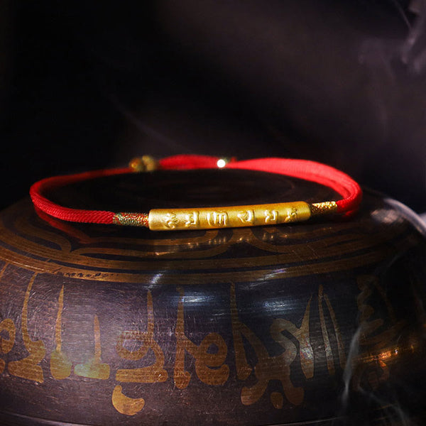 Buddha Stones Tibetan Buddhist Handmade Mani Mantra Lucky Red String Bracelet
