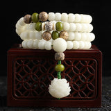 Buddha Stones "Hoping for Serenity and Mindfulness" Bodhi Lotus Mala Includes Gift Message Card