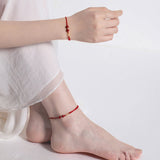 Buddha Stones Cinnabar Blessing Red String Golden Infinity Symbol Bracelet Anklet