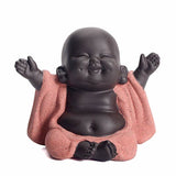 Buddha Stones Always Smiling Laughing Buddha Wealth Luck Purple Clay Maitreya Statue Decoration