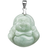 Buddha Stones Laughing Buddha Jade Blessing Titanium Steel Chain Necklace Pendant