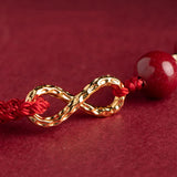 Buddha Stones Cinnabar Blessing Red String Golden Infinity Symbol Bracelet Anklet