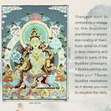 Buddha Stones Tibetan Embroidery White Tara Thangka Tapestry Wall Hanging Wall Art Meditation for Home Decor