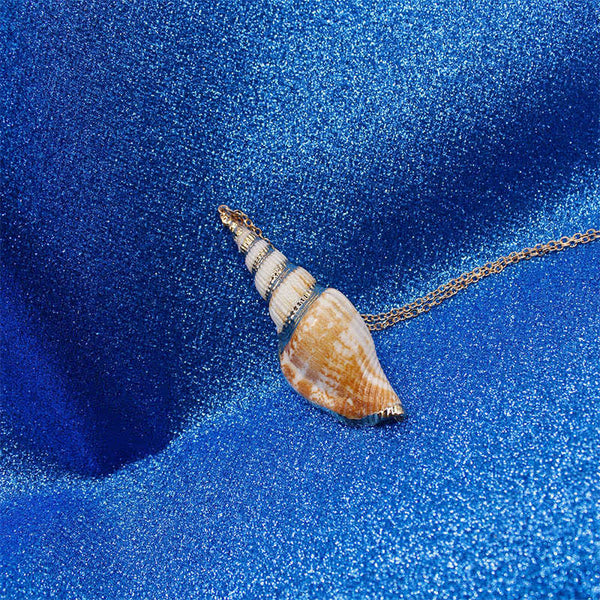 Buddha Stones Natural Shankha Conch Shell Seashell Lucky Necklace Pendant